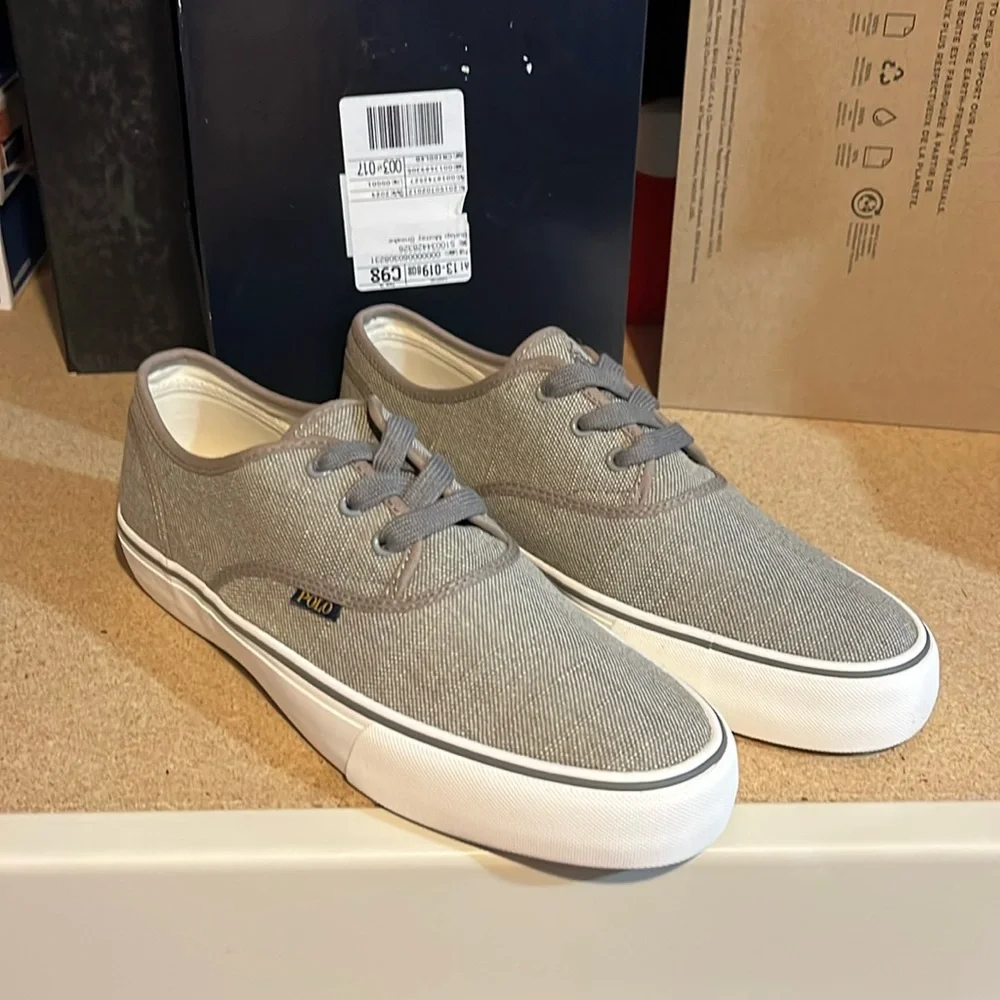 Polo Ralph Lauren Morray Boat Deck shoes sneakers Burlap grey Mens Size 11